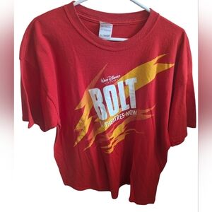 Disney Bolt 2008 Movie Promo Shirt XL Red Double Sided In Theatres Now